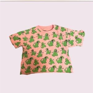 WOMENS LARGE PINK REPTAR PATTERNED CROP TOP - from Nickelodeon